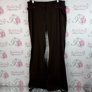 Smart Set pants buckle detail Dark Brown Boot-Cut Trousers with Waist Tab Detail